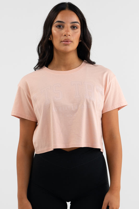 Womens College Crop Tee (Pale Pink)