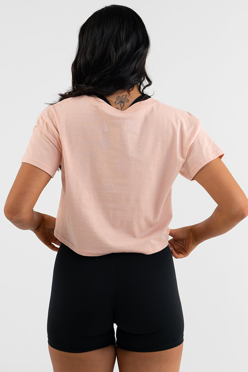 Womens College Crop Tee (Pale Pink)