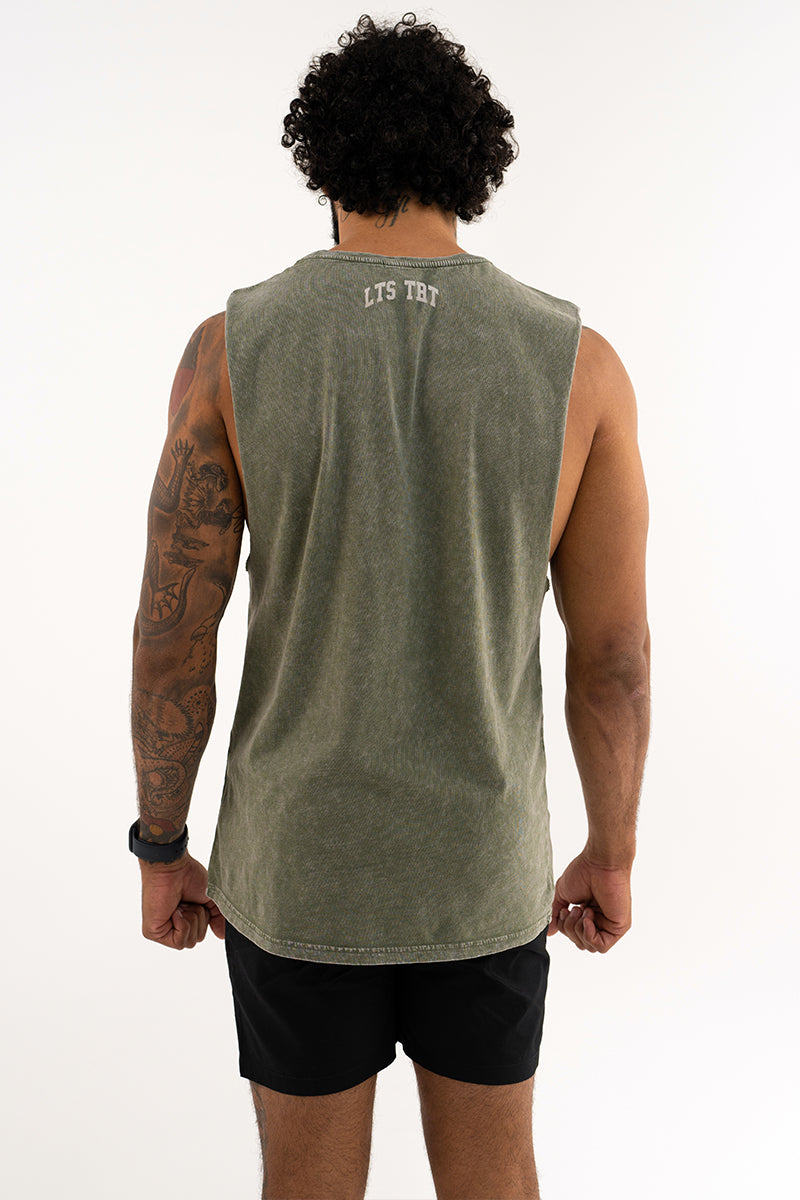 Stone Wash College Tank (Moss Green)
