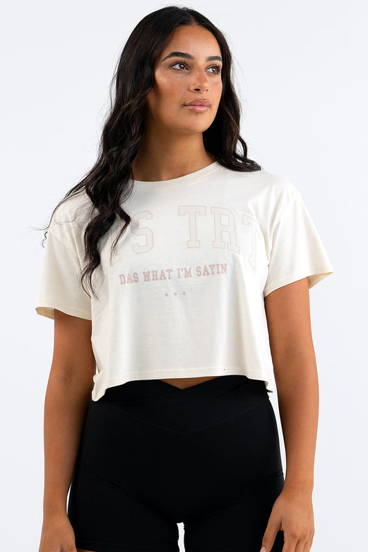 Womens College Crop Tee (Ecru)