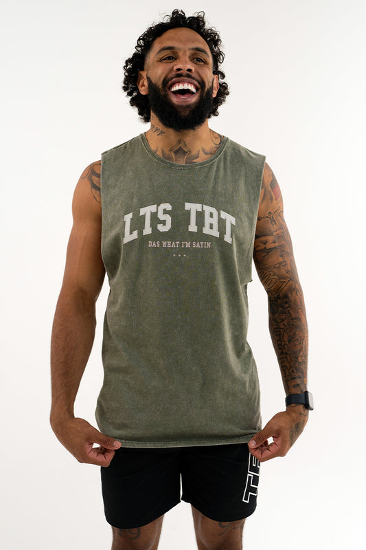 Stone Wash College Tank (Moss Green)