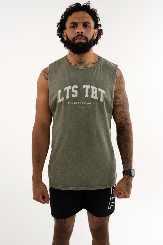 Stone Wash College Tank (Moss Green)